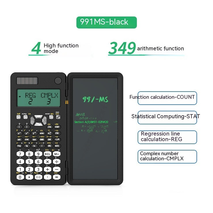 Calculatrice scientifique pliable 2 en 1 avec tablette d’écriture