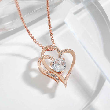 unique women necklace heart pendant sparkling zircon