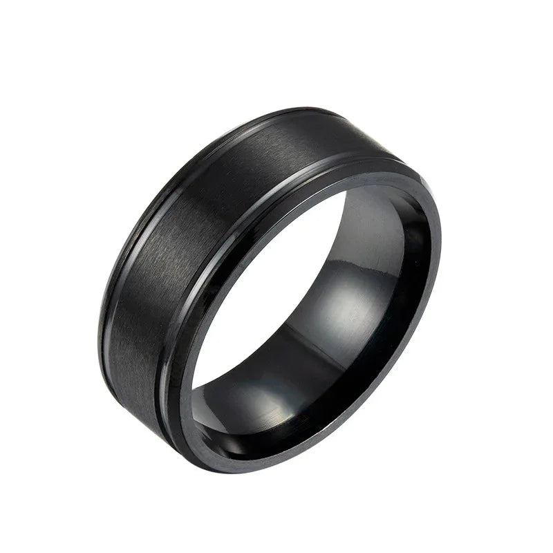 mens stainless steel wedding band 8mm black silver gold