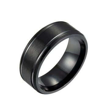 mens stainless steel wedding band 8mm black silver gold