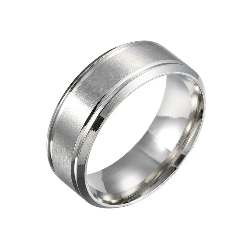mens stainless steel wedding band 8mm black silver gold