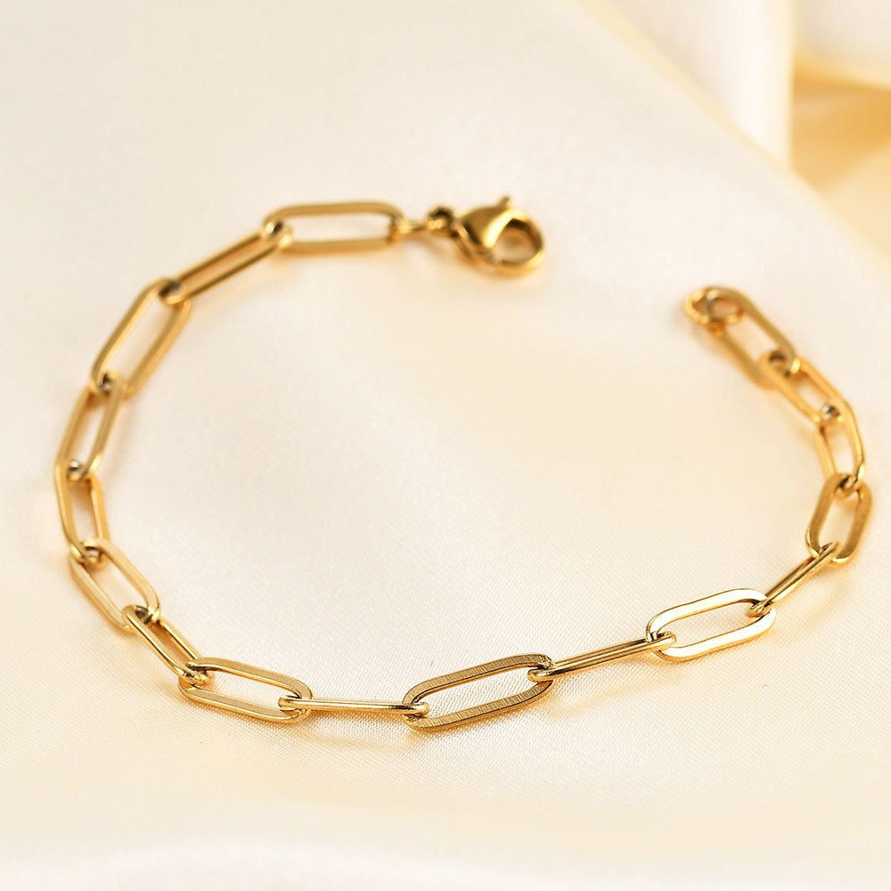 minimalist paperclip chain bracelet waterproof stainless steel