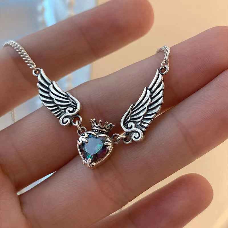 unique gothic jewelry women angel wings pendant style
