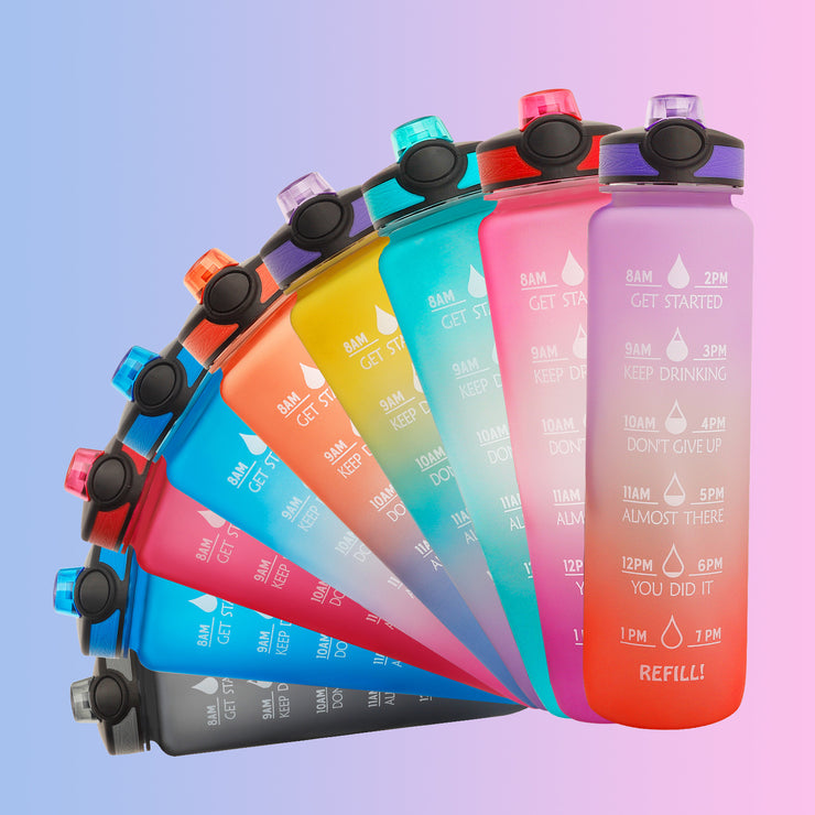 Gourde 1L Tritan avec Marqueur de Temps Bouteille de Sport Étanche