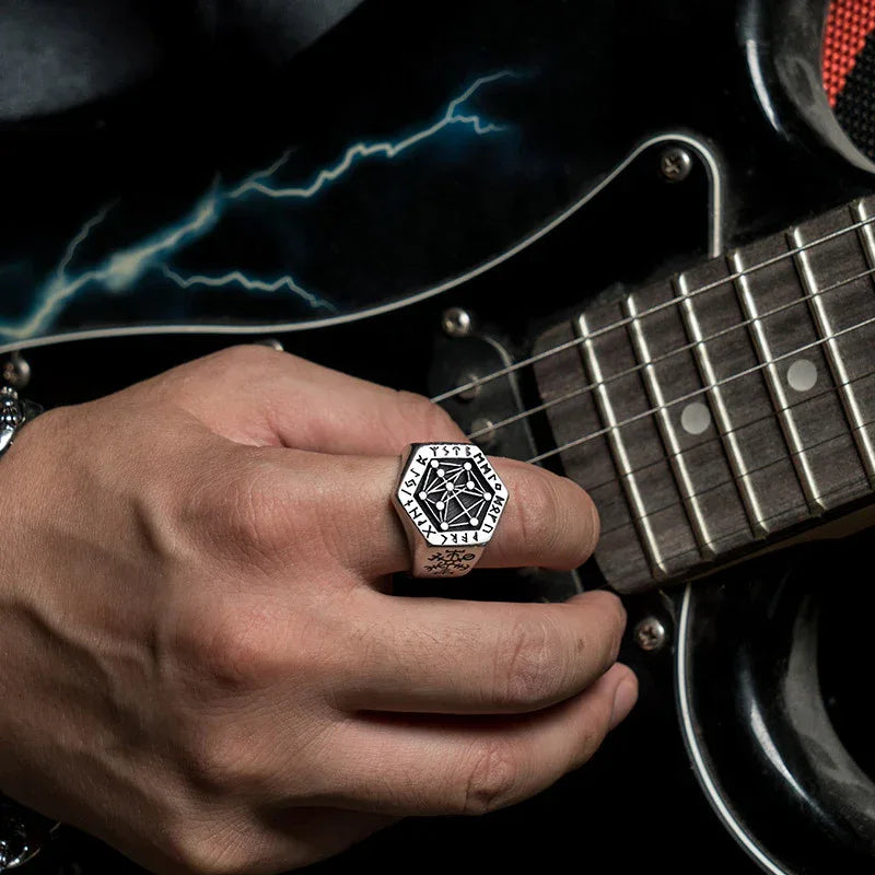 viking gothic ring men geometric titanium steel design