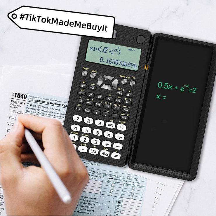 Calculatrice scientifique pliable 2 en 1 avec tablette d’écriture