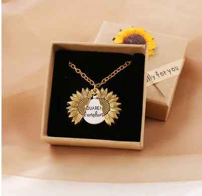 stylish sunflower necklace men women fashion jewelry