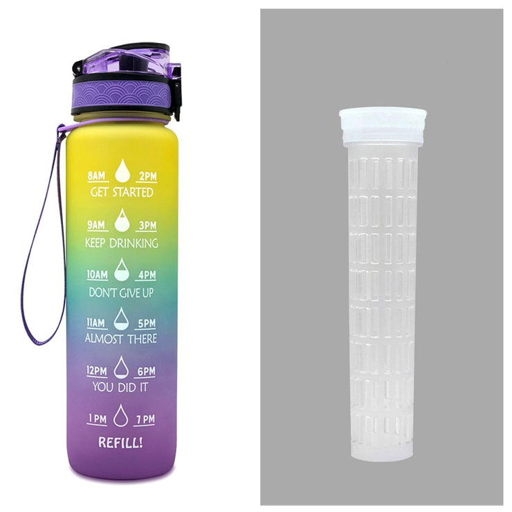 Gourde 1L Tritan avec Marqueur de Temps Bouteille de Sport Étanche