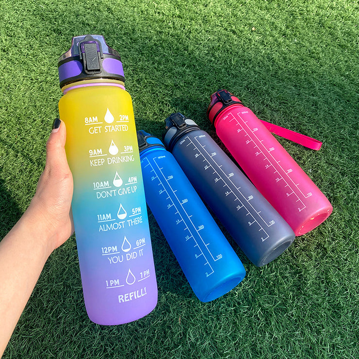 Gourde 1L Tritan avec Marqueur de Temps Bouteille de Sport Étanche