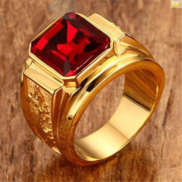 men vintage gold ring zircon geometric statement jewelry