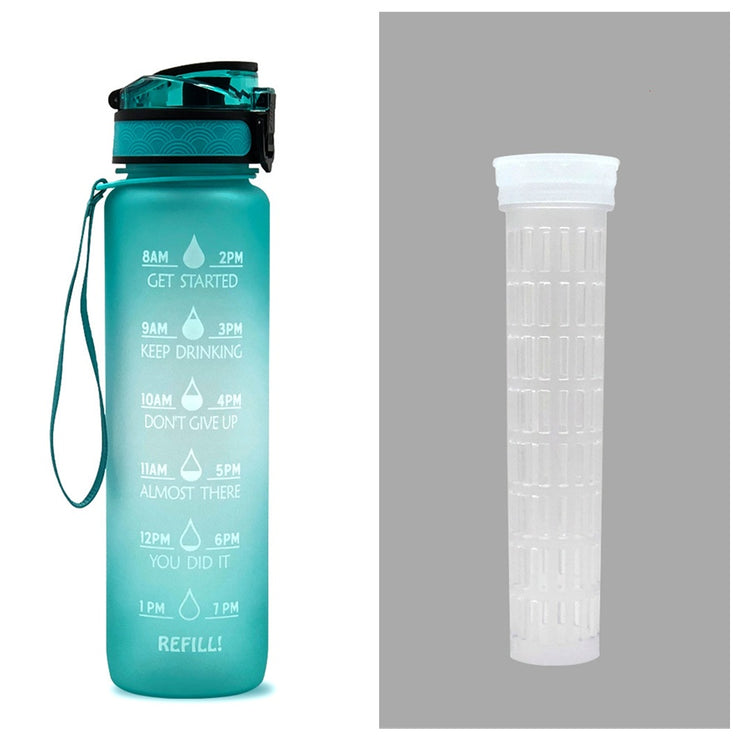 Gourde 1L Tritan avec Marqueur de Temps Bouteille de Sport Étanche