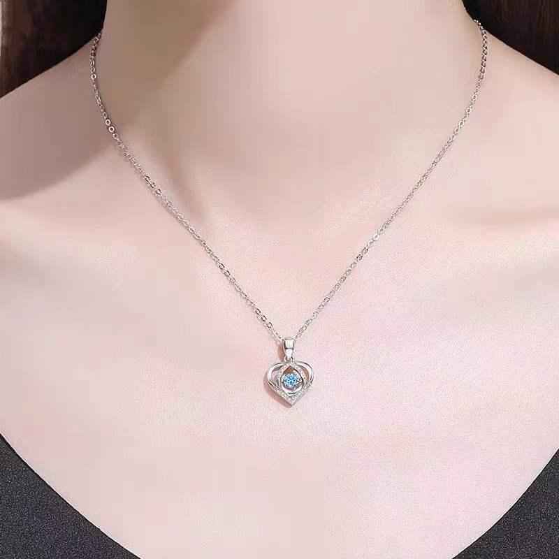 sparkling heart necklace women romantic gift jewelry