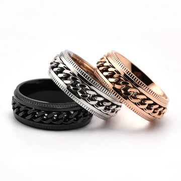men spinner ring anti stress stainless steel fidget ring