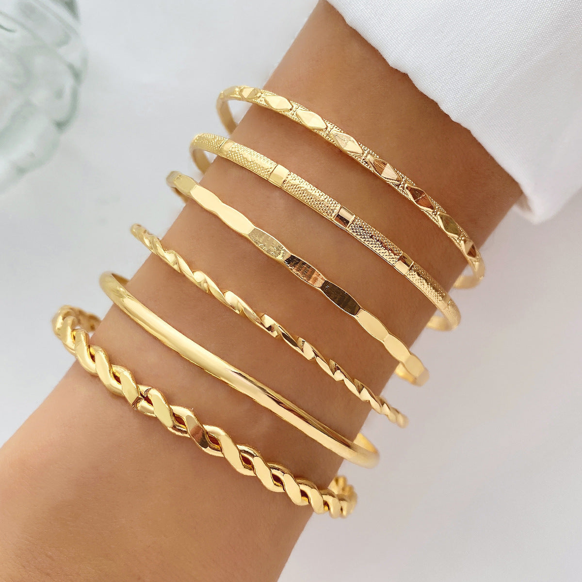 bohemian gold bangle set chunky chain bracelet women