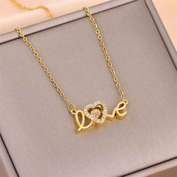 trendy women titanium necklace stainless steel love pendant
