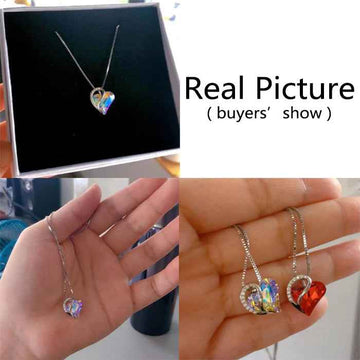 elegant silver necklace geometric heart pendant women