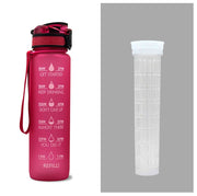 Gourde 1L Tritan avec Marqueur de Temps Bouteille de Sport Étanche