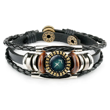 Bracelet Cuir Zodiaque Homme Multicouche 12 Constellations Tressé - TharryStore