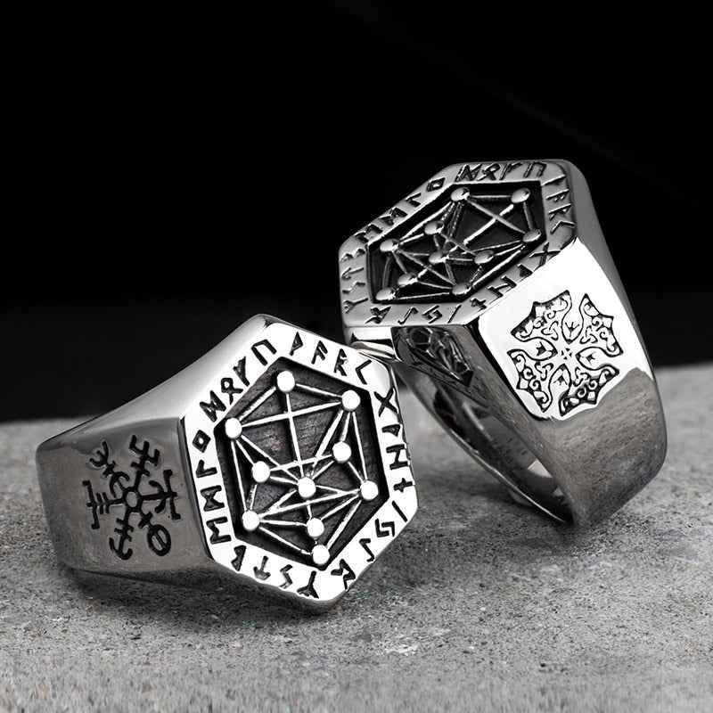 viking gothic ring men geometric titanium steel design