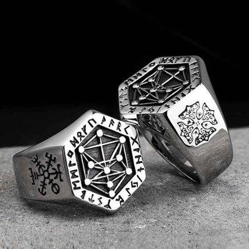 viking gothic ring men geometric titanium steel design