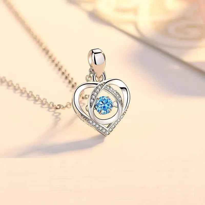 stylish silver necklace heart shape sparkling jewelry