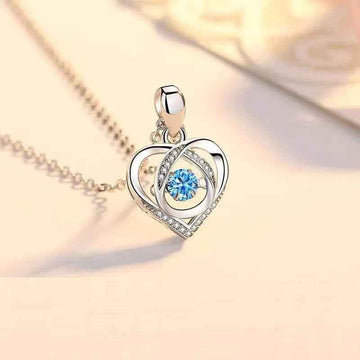 stylish silver necklace heart shape sparkling jewelry