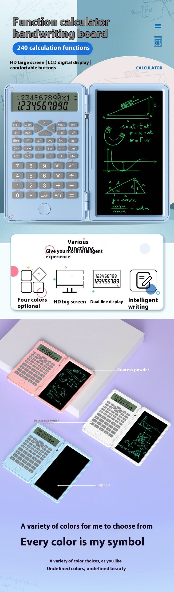 Nouvelle calculatrice scientifique portable avec tablette d’écriture Spéciale comptabilité et examens