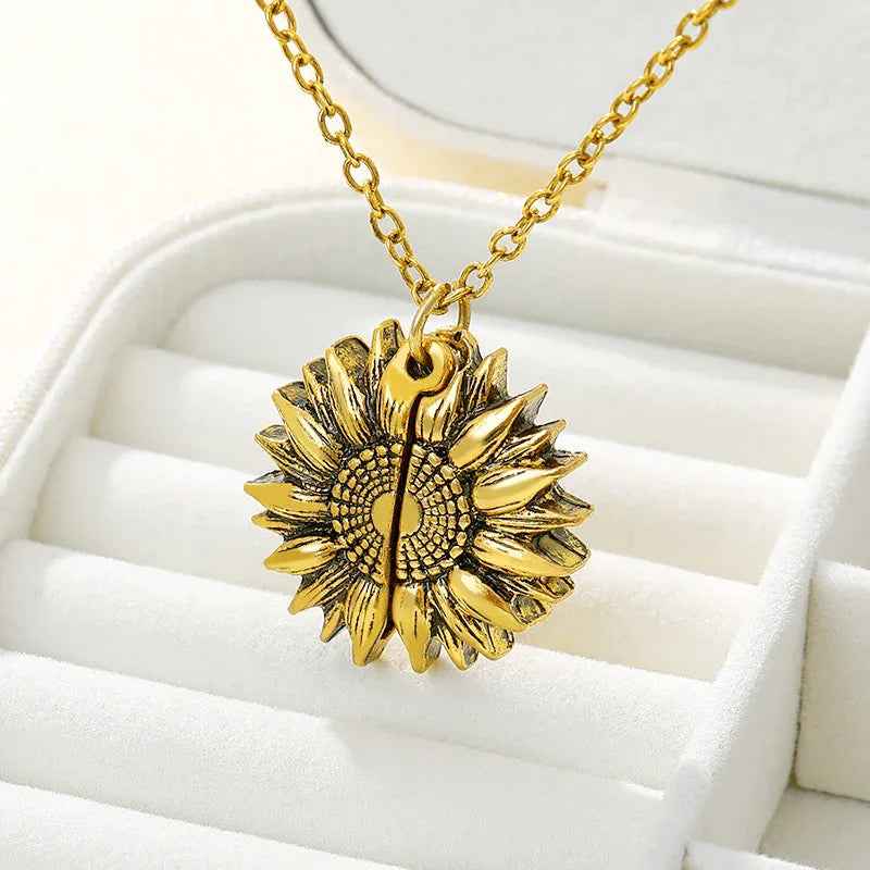 stylish sunflower necklace men women fashion jewelry