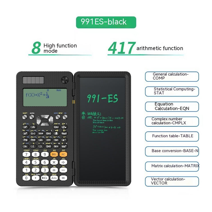 Calculatrice scientifique pliable 2 en 1 avec tablette d’écriture