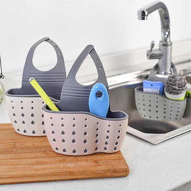 Kitchen Sink Holder Hanging Drain Basket Adjustable Soap Sponge Shelf Organizer Bathroom Faucet Holder Rack Kitchen Accessories.porte-évier de cuisine porte-évier suspendu Panier-étanchéité Organisateur d'éponge d'éponge Salle de bain porte-éponge.