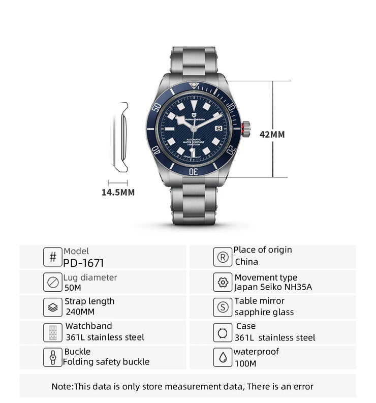 Pagani Design 2025 BB58 Montre Automatique NH35A, Étanche 100M