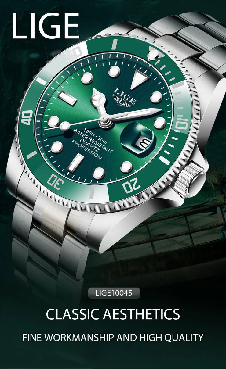Montre Homme LIGE Luxe Étanche 30ATM Quartz