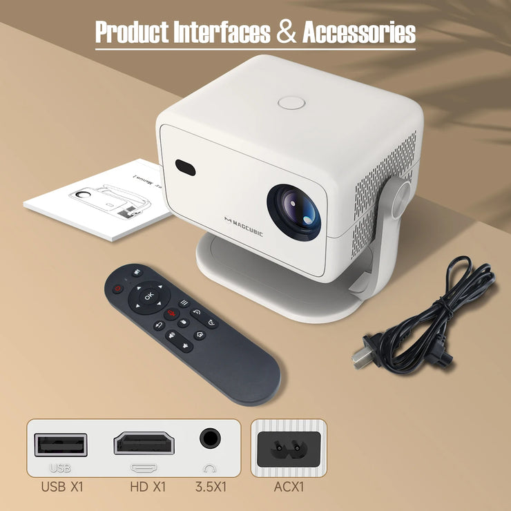 Magcubic Native 1080P 650 ANSI 4K Android 11 L018 Projecteur avec Auto Keystone Correction Focus Wifi6 BT5.2 Portable Movie Outdoor