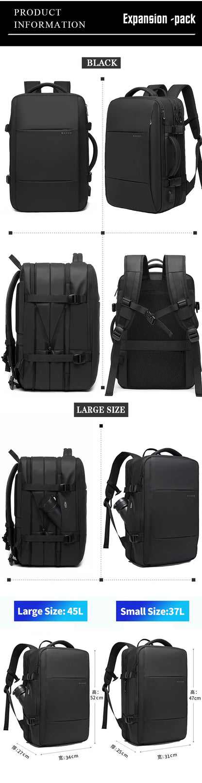 BANGE Travel Backpack Men Business Backpack School Expandable USB Bag Large Capacity 17.3 Laptop Waterproof Fashion Backpack.BANGE Travel Backpack Hommes Backpack School Sac USB Expansible Grande capacité 17,3 Laptop Waterproof Fashion Backpack.