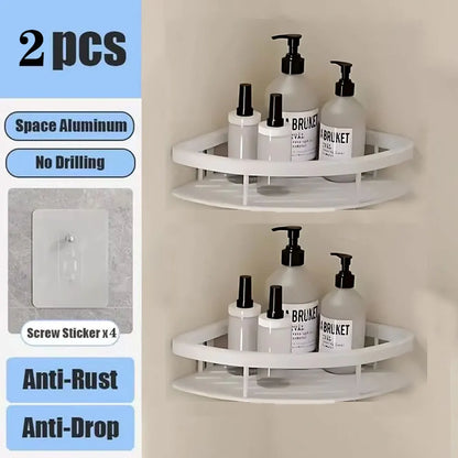 Bathroom Shelf No Drill Wall Mounted Shampoo Bottle Shower Corner Rack Toilet Storage Rack Aluminum Bathroom Kitchen Accessories. Acce Salle de bain Pas de mur de forage Bottle Shower Bottle Bottle Coin Toilet Rangement Rack Salle de bain Aluminium Access