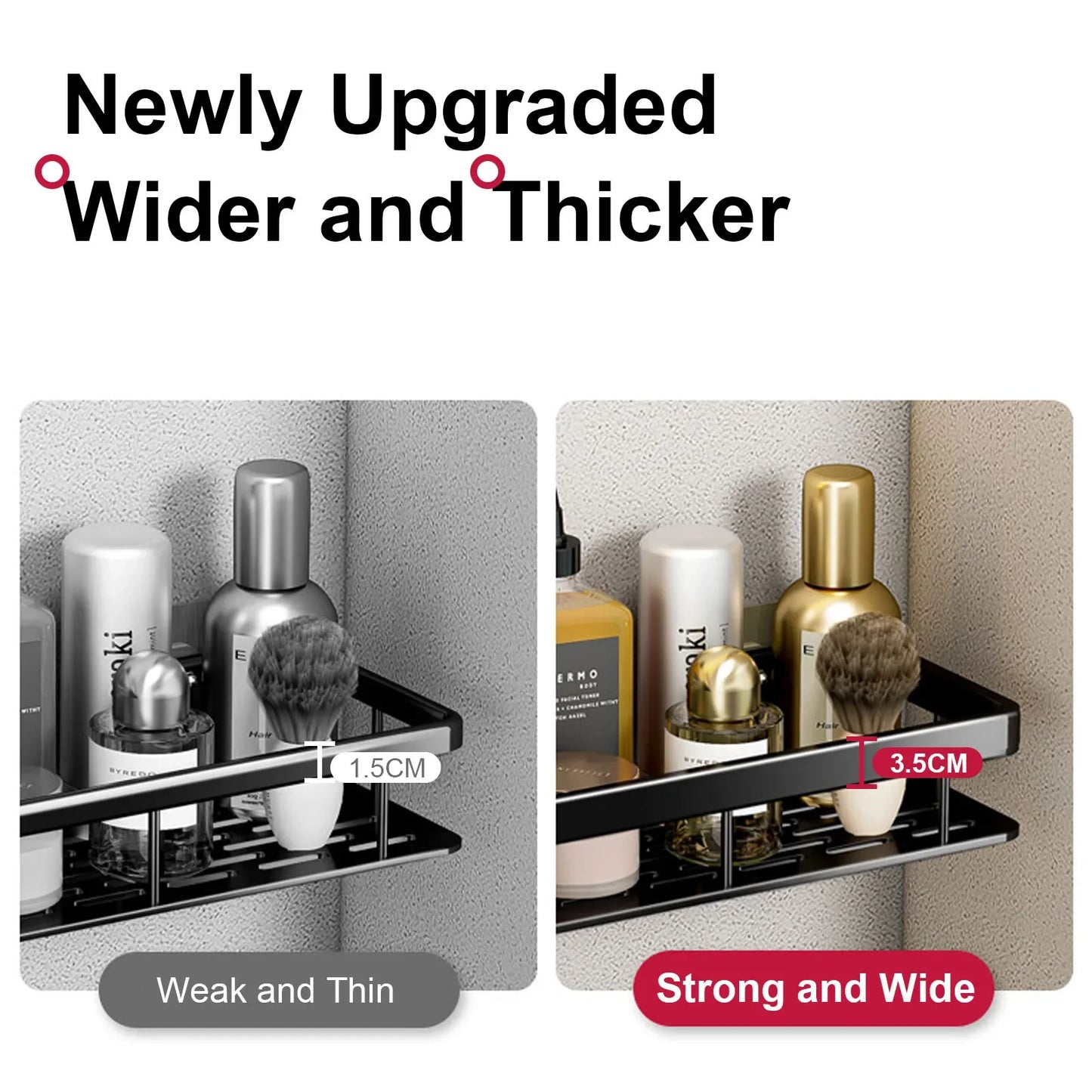 Bathroom Shelf No Drill Wall Mounted Shampoo Bottle Shower Corner Rack Toilet Storage Rack Aluminum Bathroom Kitchen Accessories. Acce Salle de bain Pas de mur de forage Bottle Shower Bottle Bottle Coin Toilet Rangement Rack Salle de bain Aluminium Access