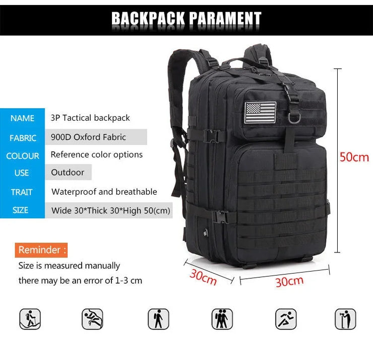 Sac à Dos Tactique QT&QY 30/50L Randonnée & Voyage
