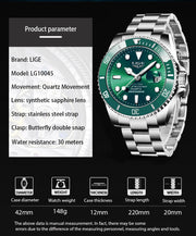 Montre Homme LIGE Luxe Étanche 30ATM Quartz