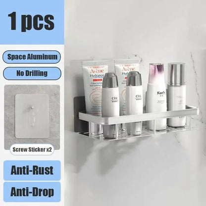 Bathroom Shelf No Drill Wall Mounted Shampoo Bottle Shower Corner Rack Toilet Storage Rack Aluminum Bathroom Kitchen Accessories. Acce Salle de bain Pas de mur de forage Bottle Shower Bottle Bottle Coin Toilet Rangement Rack Salle de bain Aluminium Access
