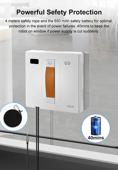 ABIR WD8 Robot Window Vacuum Cleaner,Dual Water Spray,Laser Sensor,Smart Home Glass Wall Wet Dry Cleaning ,APP&Remote Control.ABIR WD8 Robot Window Vacuum Cleaner, Dual Water Spray, Capteur laser, Nettoyage sec mural à sec en verre domestique intelligent,
