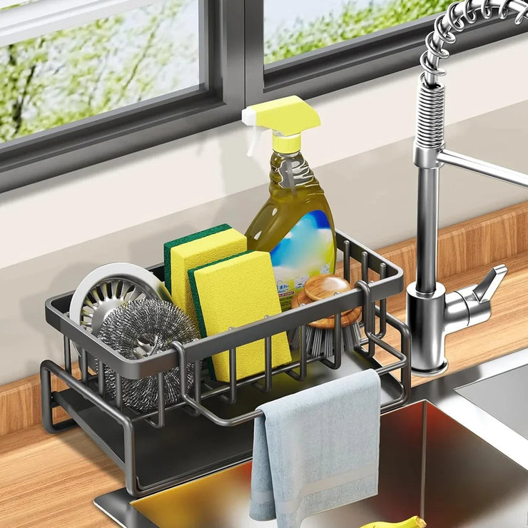 Kitchen Sink Drain Rack Organizer Sponge Storage Faucet Holder Soap Drainer Dishcloth Towel Rack Kitchen Sink Organizer. Organisateur de rangement d'éponge .
