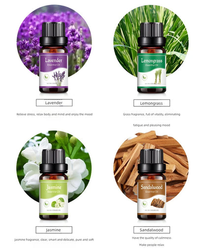 18 Flavors Essential Oils for Aroma Diffuser Air Humidifier Home Water-soluble 10ml Air Freshener Scents Fragrance Oil Perfume.18 saveurs Huiles essentielles pour diffuseur d'arôme Humidificateur d'air Home 10ml Air-soluble Air Freshener parfums .