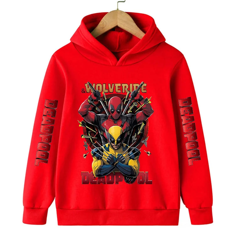 Deadpool & Wolverine Children Hoodies Girl Boy Kids Pullover Autumn Winter Clothing Cartoons Casual Clothes Kid Tops Sweatshirts