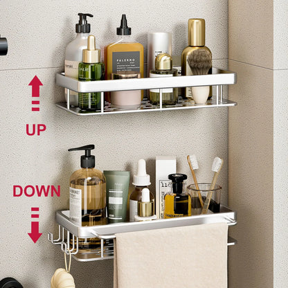 Bathroom Shelf No Drill Wall Mounted Shampoo Bottle Shower Corner Rack Toilet Storage Rack Aluminum Bathroom Kitchen Accessories. Acce Salle de bain Pas de mur de forage Bottle Shower Bottle Bottle Coin Toilet Rangement Rack Salle de bain Aluminium Access