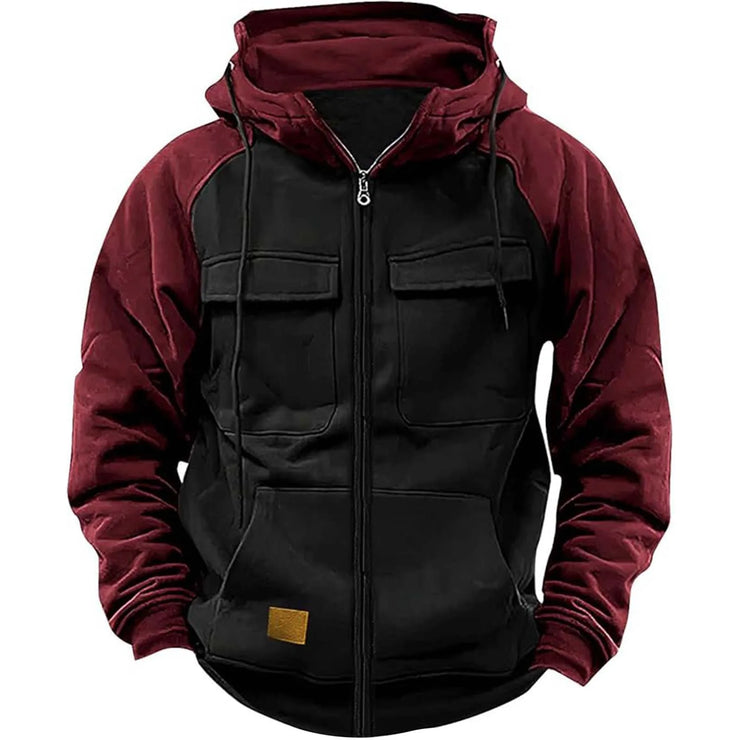 Veste à Capuche Homme Hiver Polaire Chaude Multi-Poches