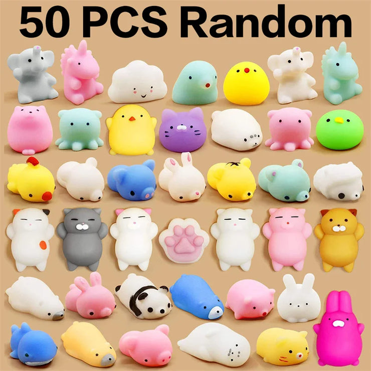 50 Pcs Jouets Mochi Squishy Anti-Stress pour Enfants