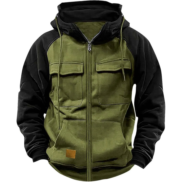 Veste à Capuche Homme Hiver Polaire Chaude Multi-Poches