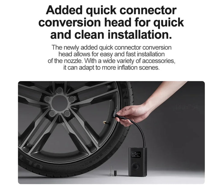 Xiaomi Mijia Portable Air Compressor 2/2D Digital Tire Inflator Electric Air Pump With LED Lamp for Car Motorcycles Bicycles. Xiaomi Mijia Portable Air Compressor 2/2D Digital Tire Inflator Pompe à air électrique avec lampe LED pour motos.