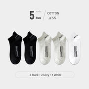 HSS 5Pairs Organic Cotton Men Socks Ankle Breathable Mesh Sports Sock Casual Athletic Summer Thin Short Sokken Plus Size EU40-46