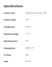 Xiaomi Mijia Men's Electric Shaver S301 Beard Trimmer Machine Shaving Portable Flex Razor IPX7 Washable Trimer Ceramic Blade.Xiaomi Mijia rasoir électrique pour hommes S301 Machine à tondeuse à rasage portable Flex Razor IPX7 Lame céramique lavable.